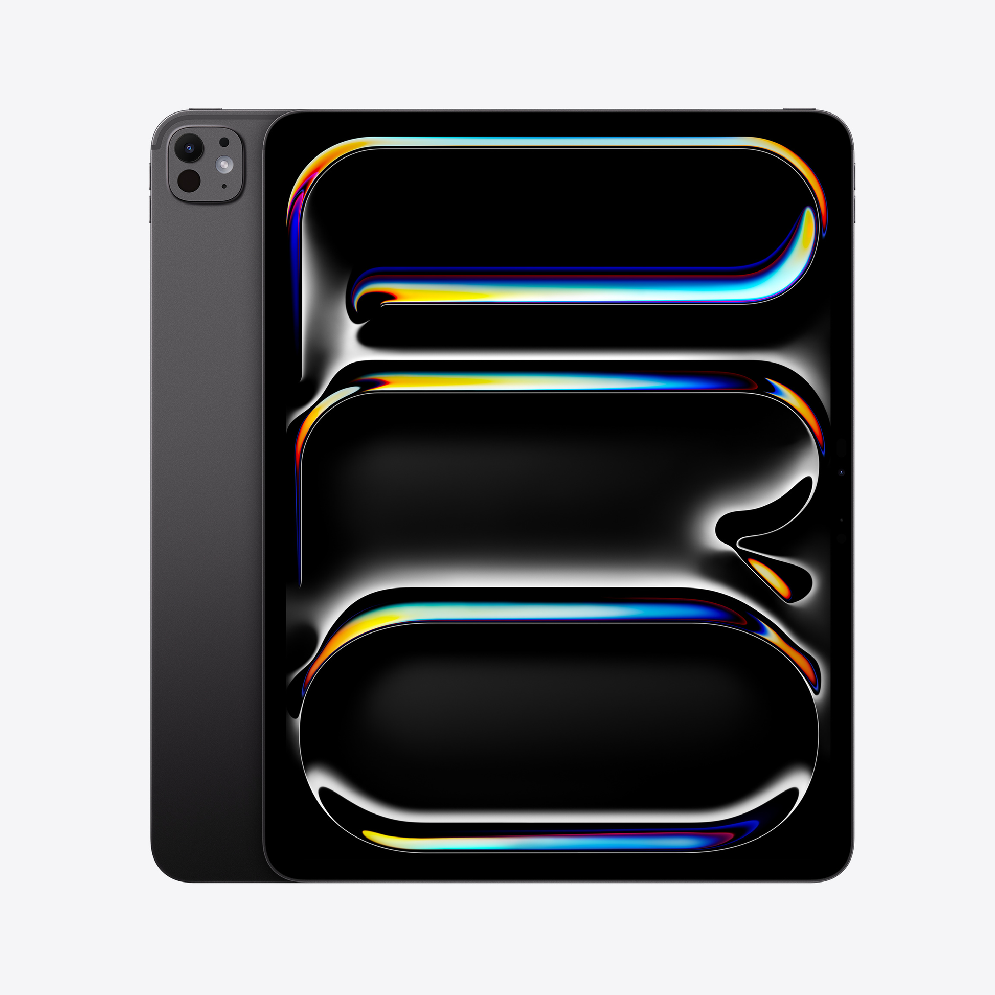 13-inch iPad Pro (M4), Space Black front view with colorful display