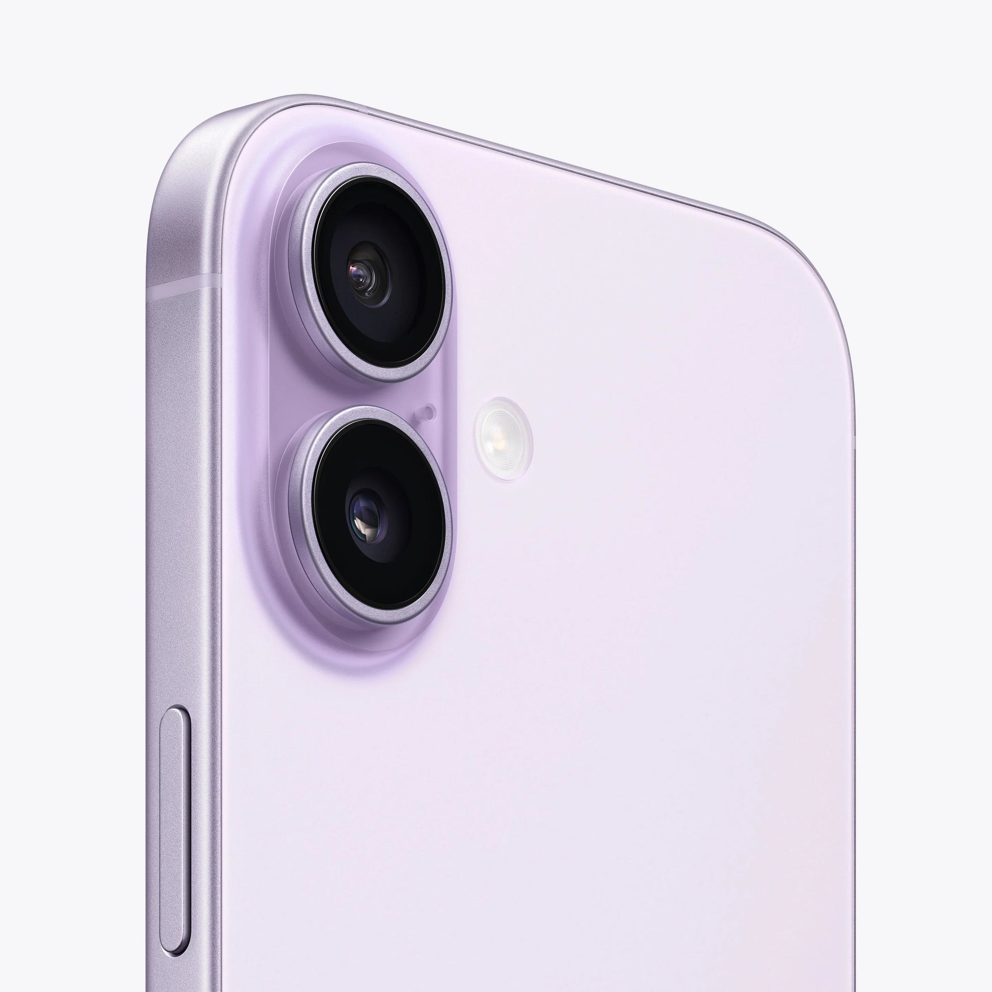 Lavender iPhone 17 5G close-up of dual rear cameras and flashlight