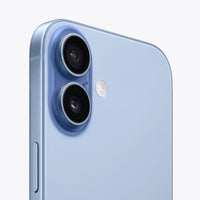Mist Blue iPhone 17 5G close-up of dual rear cameras and flash