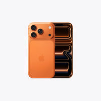 Cosmic Orange iPhone 17 Pro back and front display, triple-camera layout.