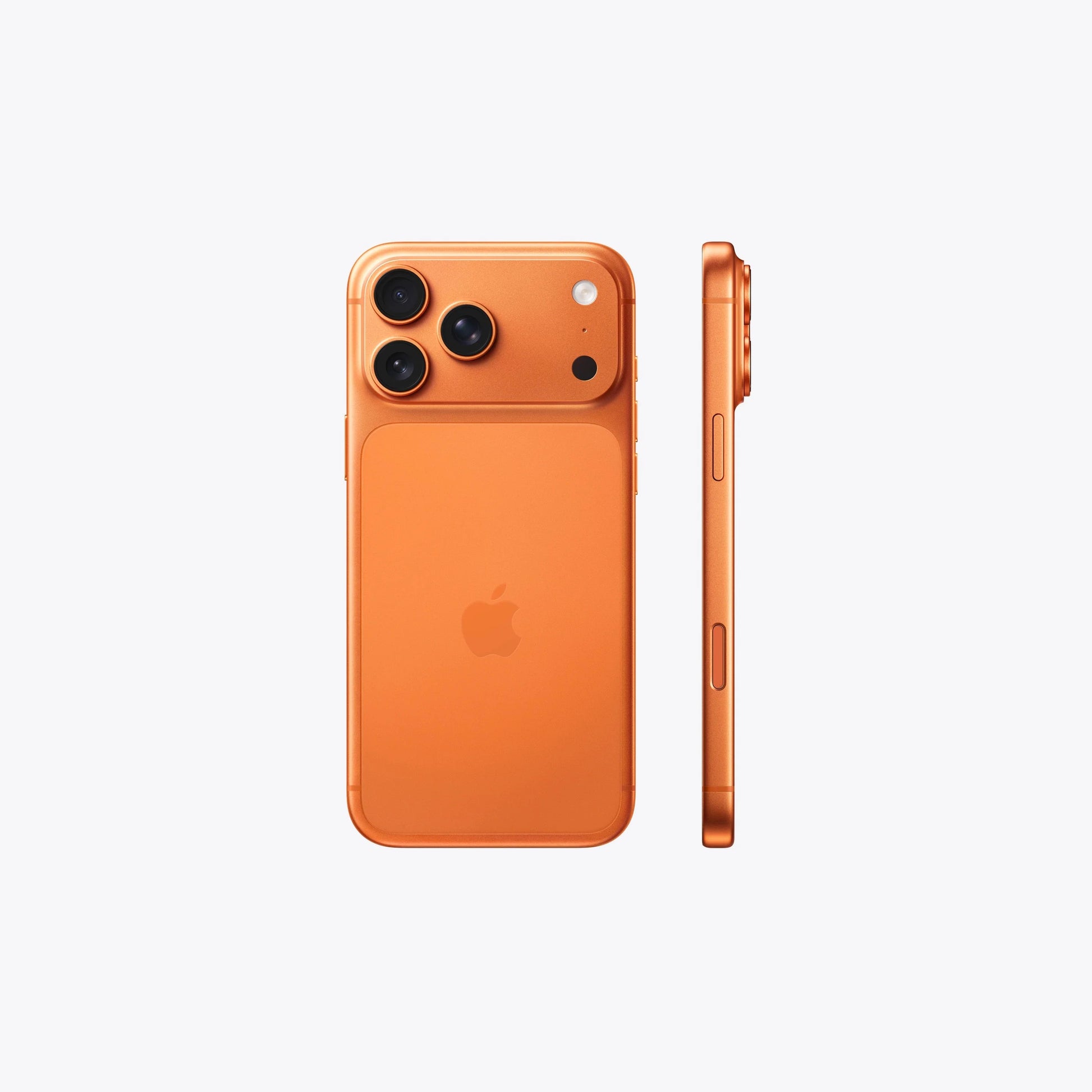 iPhone 17 Pro Max 5G in Cosmic Orange, back view with side profile