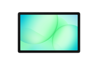 Galaxy Tab A11 Plus tablet front view on dark background, green abstract display