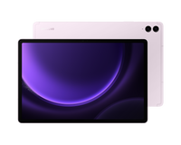 Galaxy Tab S9 FE+ 5G tablet in lavender, front display and dual rear cameras
