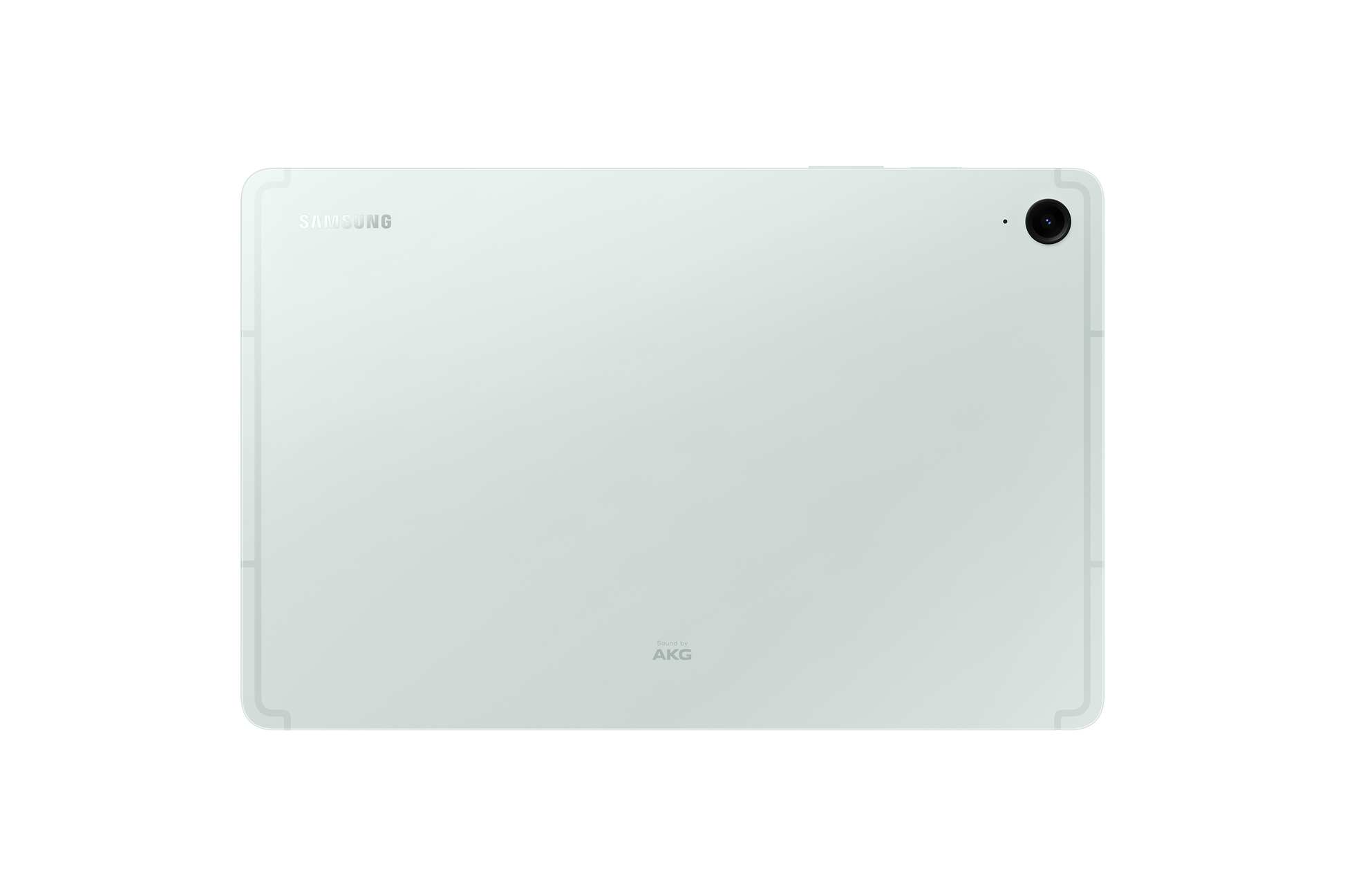 Samsung Galaxy Tab S9 FE silver/gray tablet back with camera and AKG markings