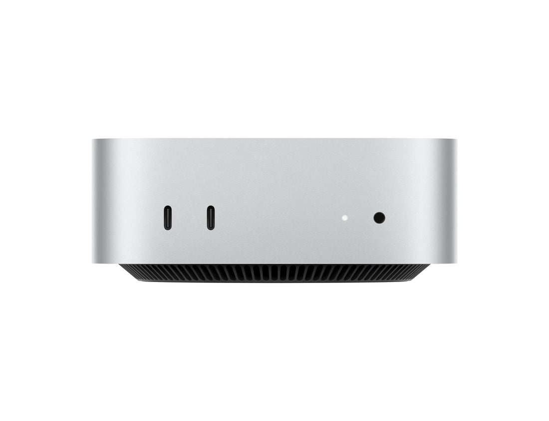 Mac mini front I/O ports on silver side