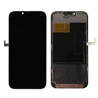 iPhone 13 Pro Max display replacement showing internal flex cables and front glass