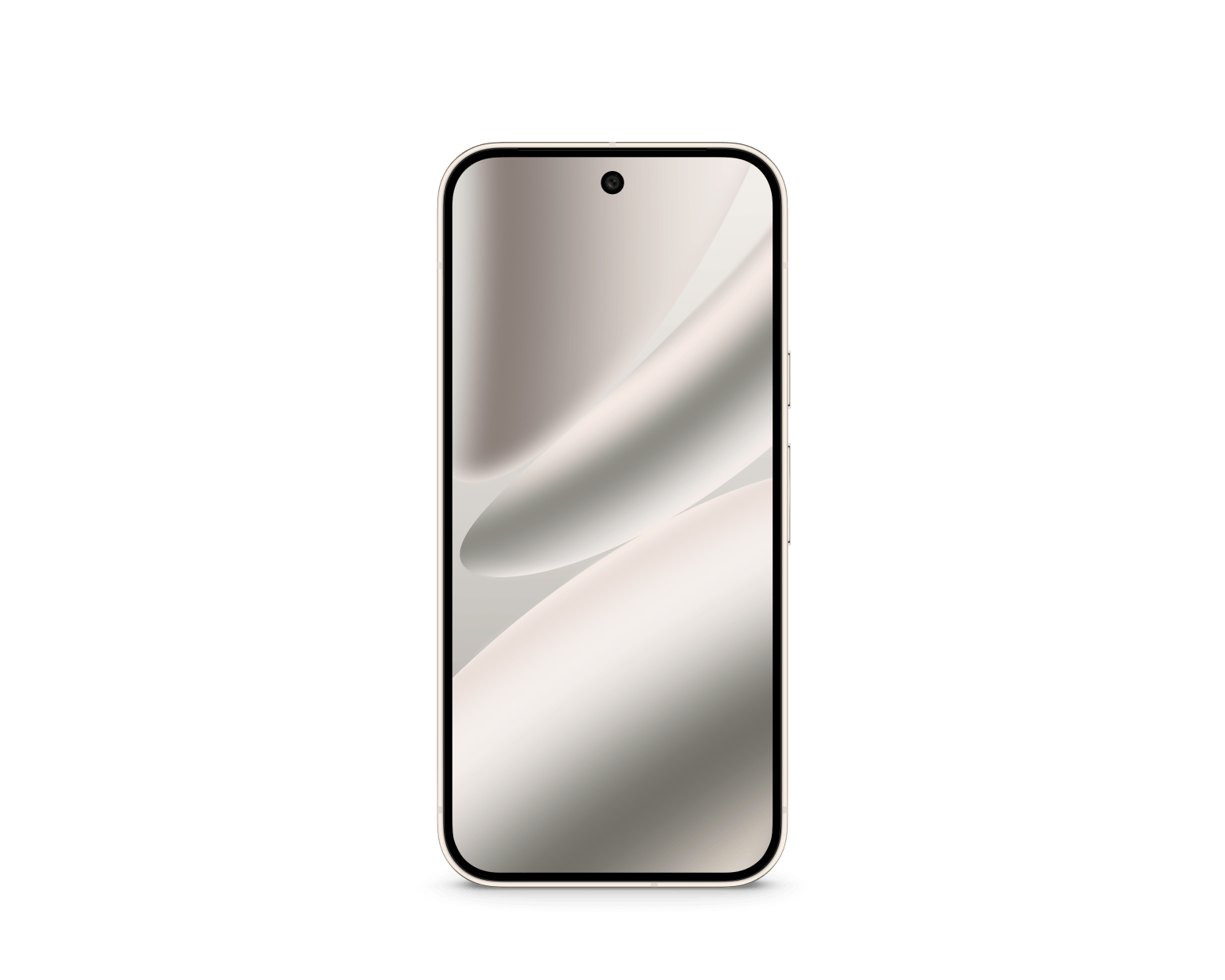 Google Pixel 10 Pro 5G phone, front view with curved display, light color