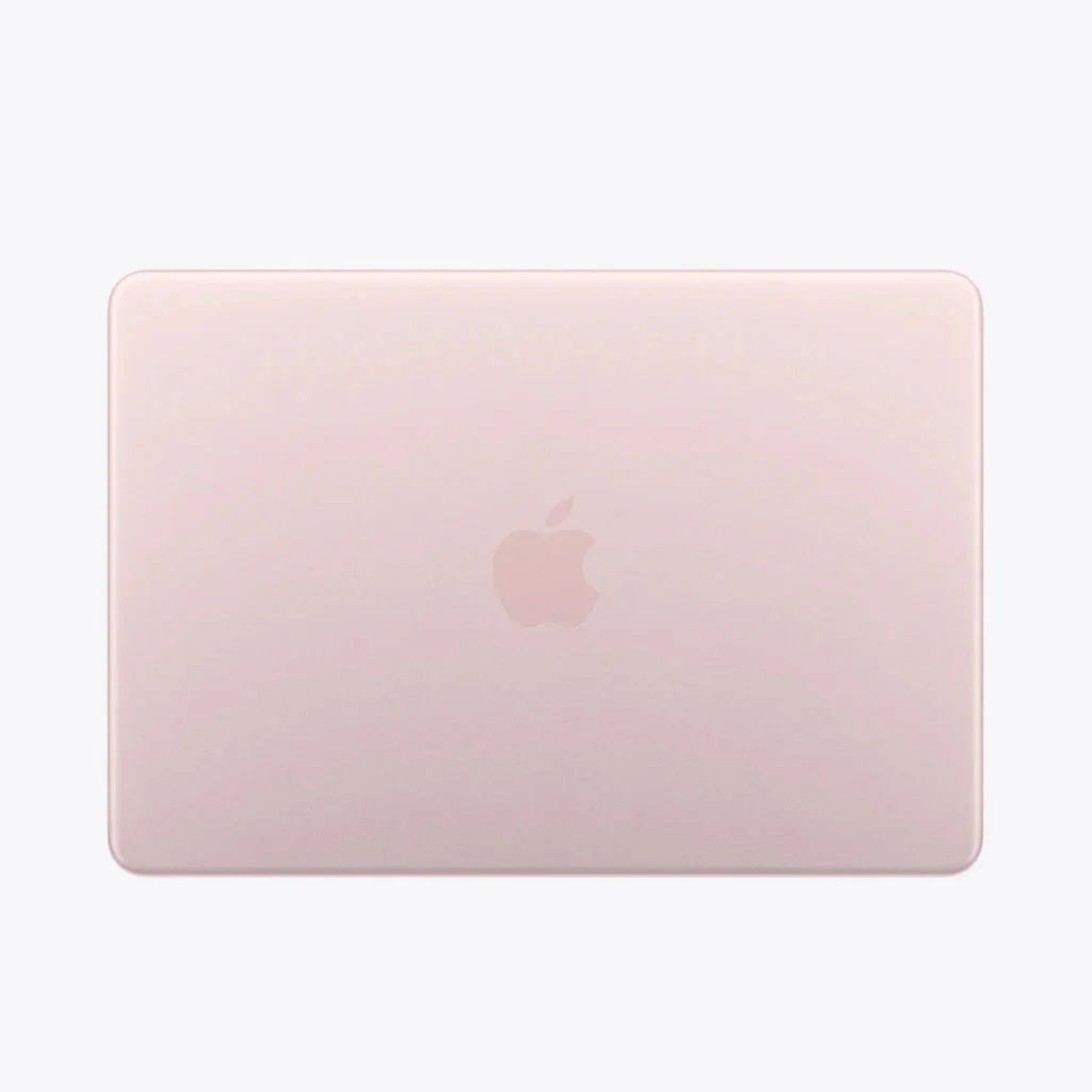 13-inch MacBook back in blush pink with centered Apple logo