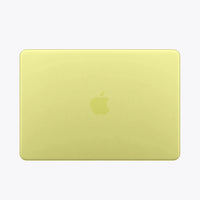13-inch MacBook back in yellow with Apple logo centered