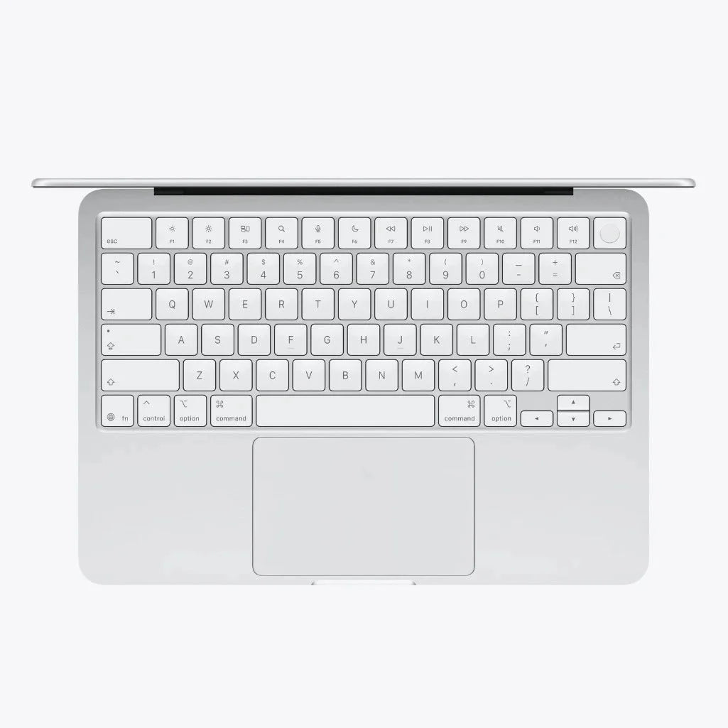 13-inch MacBook keyboard and trackpad view with top edge