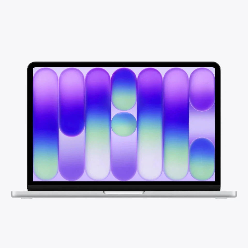 13-inch MacBook laptop front with colorful wallpaper on screen