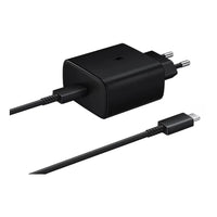 Black USB-C fast charger with 2-prong plug and USB-C cable