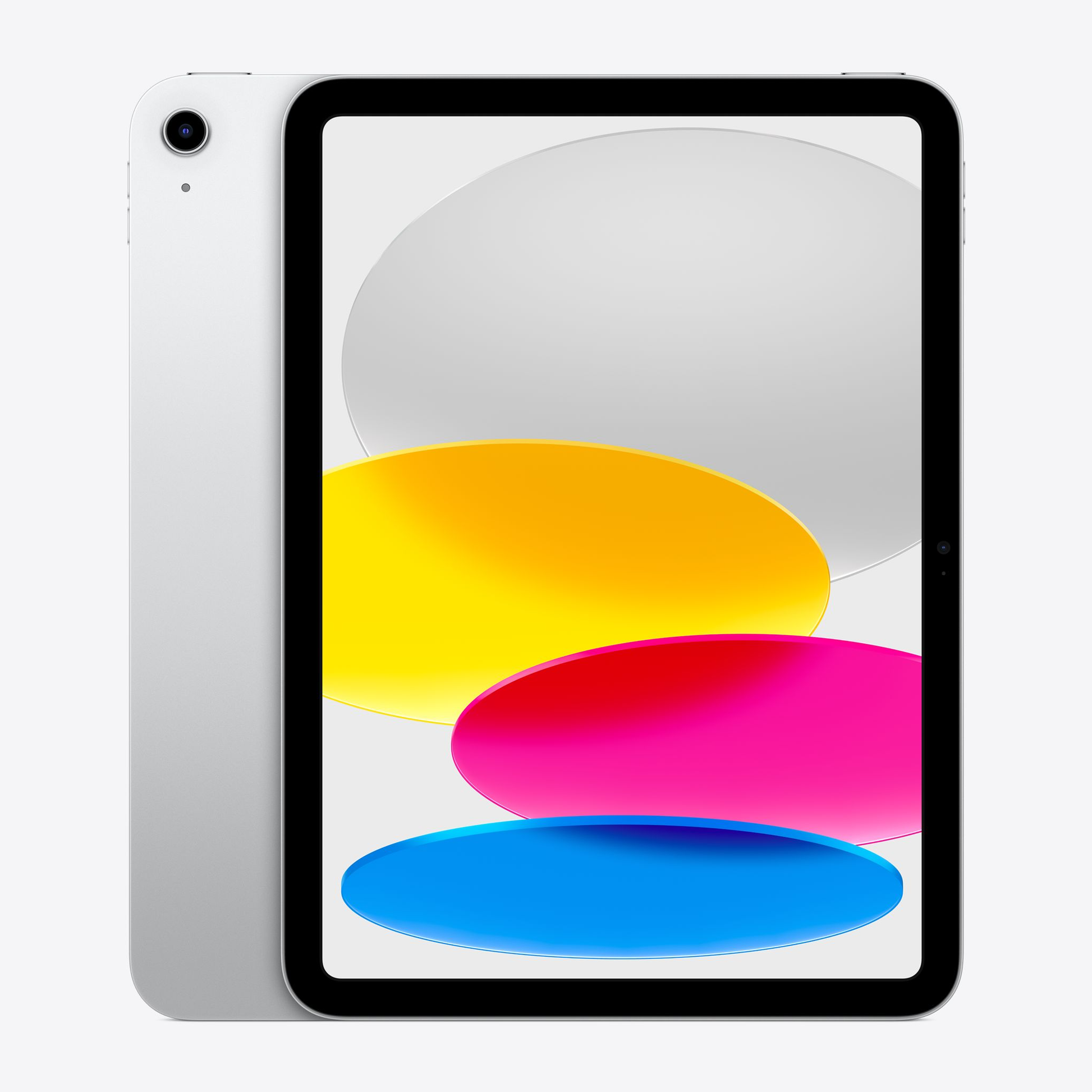 11-inch iPad A16 chip in Silver, front view with colorful screen