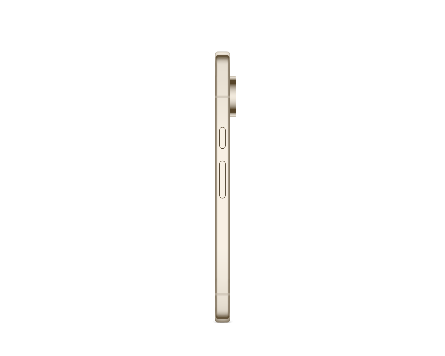 Google Pixel 10 Pro 5G phone, side profile with buttons, light color