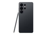 Galaxy S26 Ultra in black, back view with quad cameras and S Pen