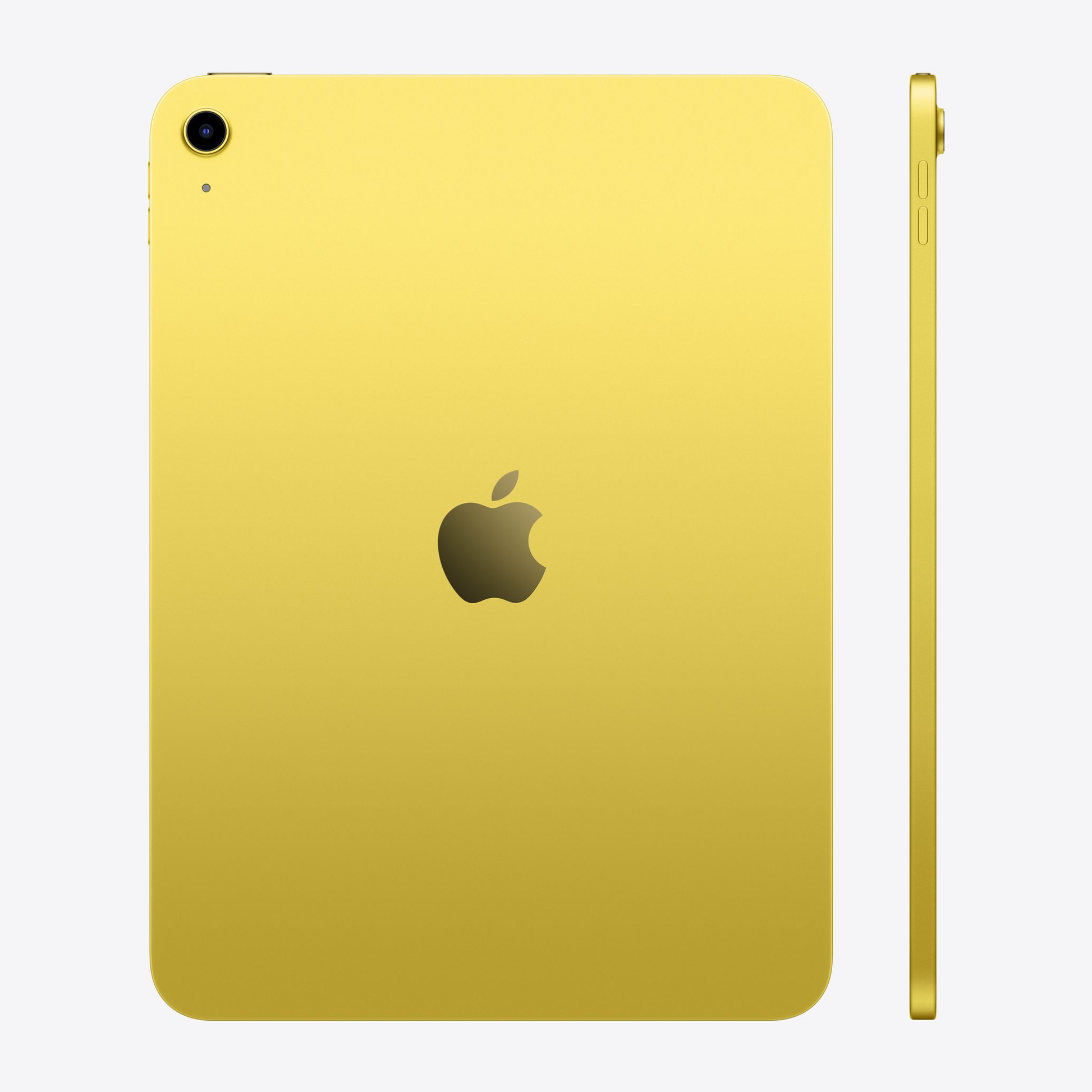 11-inch iPad A16 (11th gen) in Yellow, back view and side edge