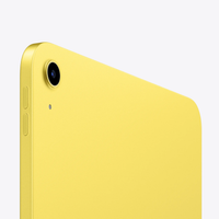 Yellow 11-inch iPad A16 back close-up with camera and side buttons